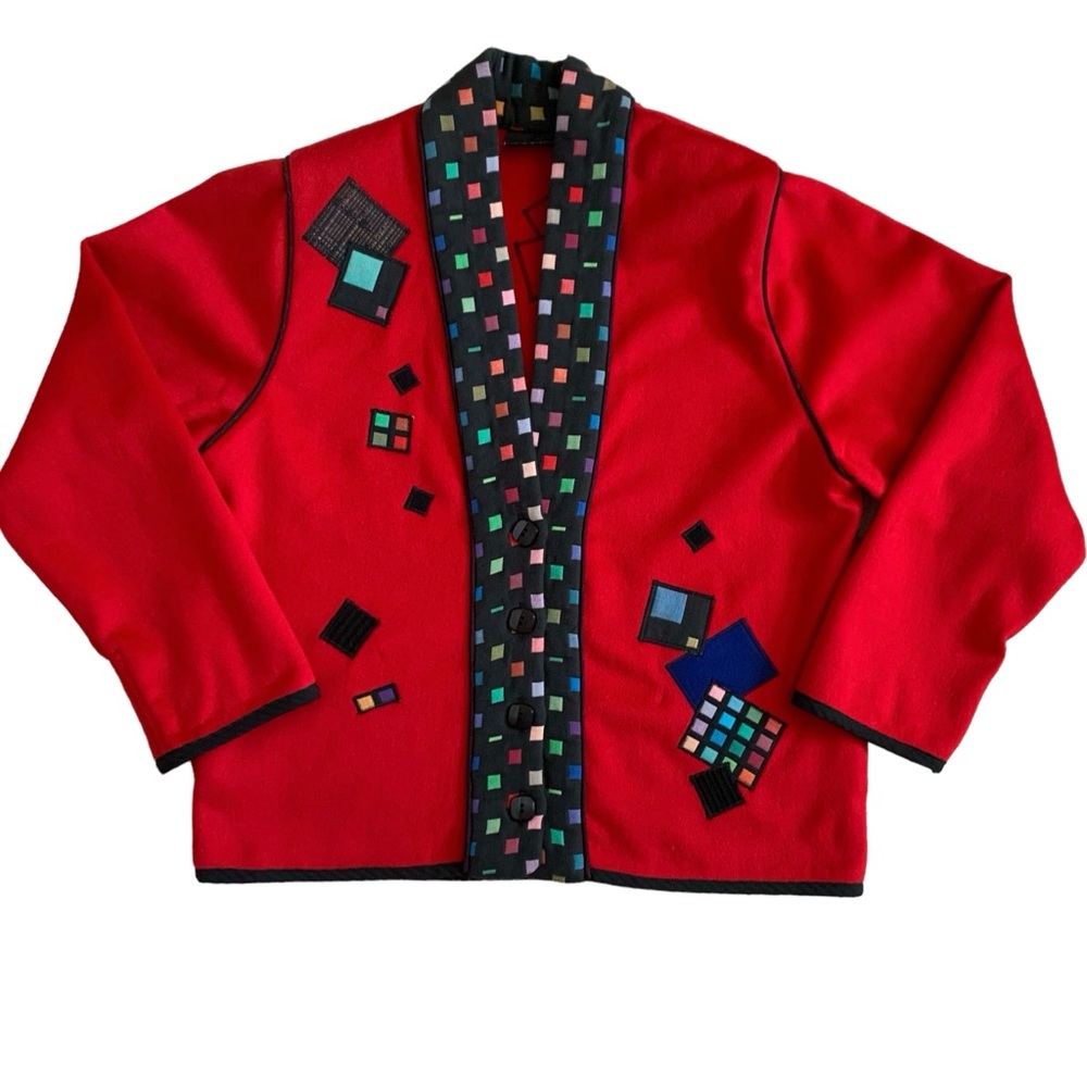 Lynn Murray Vintage Wearable Art 100% Wool Blazer Size Small